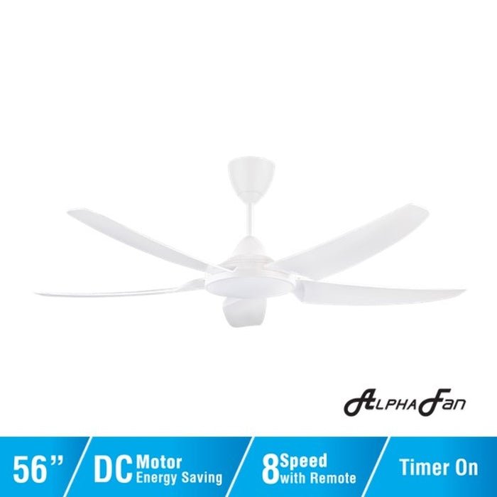 Alpha AX666 (DC) 5B/56 WHITE Ceiling Fan 56" 5 Blades With DC Motor White | TBM Online
