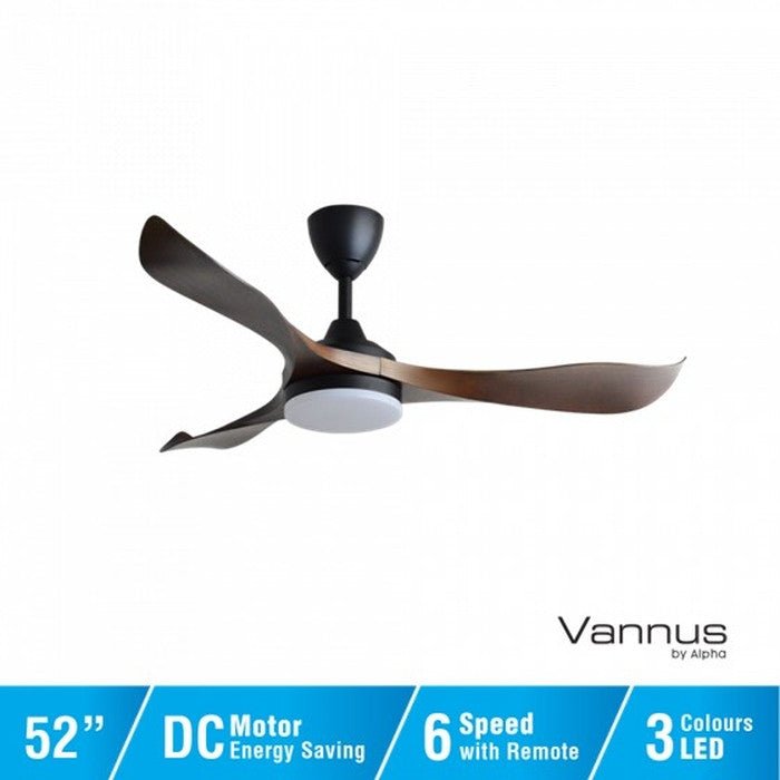 Vannus VC2 3B/52 LED WALNUT Ceiling Fan 52" 3 Blades With LED Walnut | TBM Online