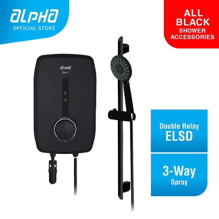 Alpha EZY-E+ MATT BLACK (M/B-G9) Home Shower Non Pump All Black Accessories Matt Black | TBM - Your Neighbourhood Electrical Store