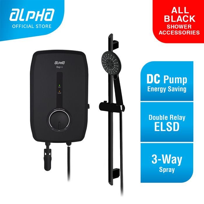 Alpha EZY-I+ MATT BLACK (M/B-G9) Home Shower DC Pump All Black Accessories Matt Black | TBM Online
