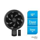 Alpha MOTTO WF 60/12-AC BLACK Motto Wall Fan 60 12" AC Motor Black | TBM Online