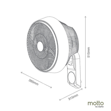 Alpha MOTTO WF 60/12-AC BLACK Motto Wall Fan 60 12" AC Motor Black | TBM Online