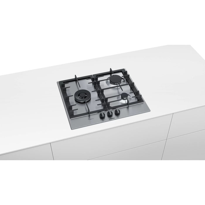 Bosch PCC6A5B90 Gas Hob Series 6 3 Burners Stainless Steel 60cm | TBM Online