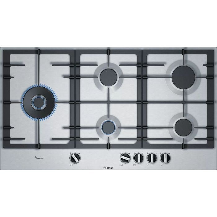 Bosch PCS9A5B90 Hob 90 CM, 5 Burners 5.0 KW Wok Burner, Flame Select, Stainless Steel | TBM Online