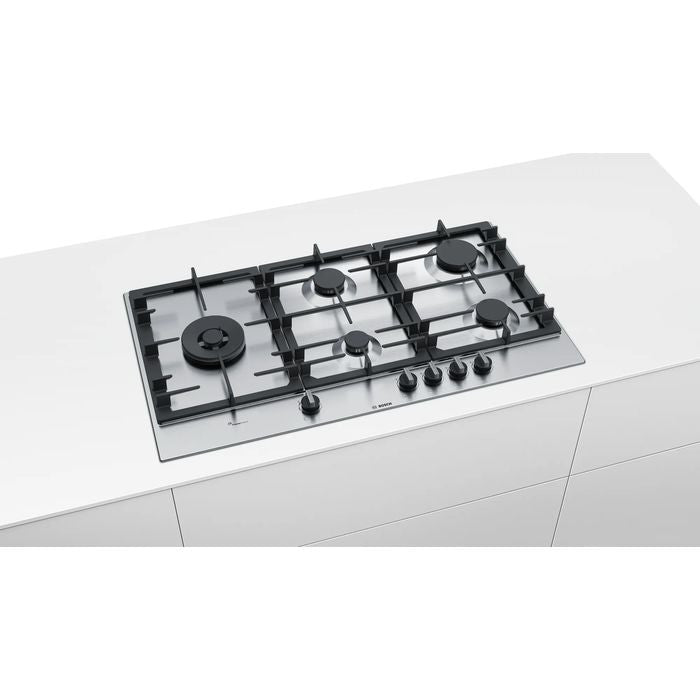 Bosch PCS9A5B90 Hob 90 CM, 5 Burners 5.0 KW Wok Burner, Flame Select, Stainless Steel | TBM Online