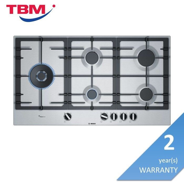 Bosch PCS9A5B90 Hob 90 CM, 5 Burners 5.0 KW Wok Burner, Flame Select, Stainless Steel | TBM Online