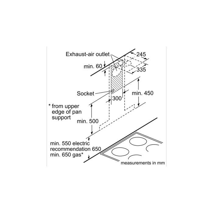 Bosch DWB91PR50A Chimney Hood Wall Mounted S/Steels Ecosilence Drive 90CM 964M3/H | TBM Online