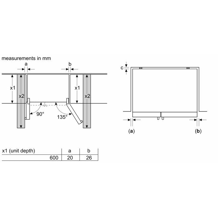 Bosch KAN93VIFPG Side By Side Fridge N560L | TBM Online