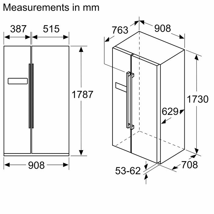 Bosch KAN93VIFPG Side By Side Fridge N560L | TBM Online