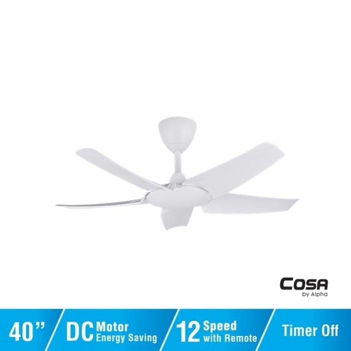 Alpha Cosa EX9 5B/40 MATT WHITE Ceiling Fan 40" 5 Blades DC Motor Matt White | TBM Online