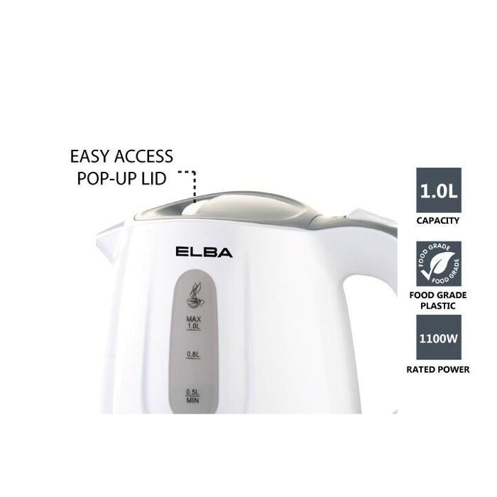 Elba EJK-G1033(WH) Jug Kettle 1.2L Plastic | TBM - Your Neighbourhood Electrical Store