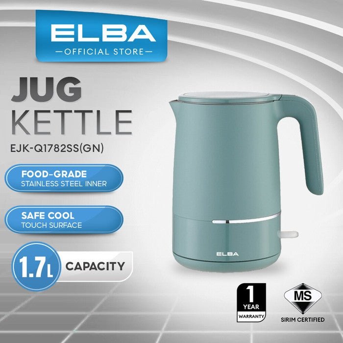 Elba EJK-Q1782SS(GN) Jug Kettle Stainless Steel 1.7L Green | TBM Online
