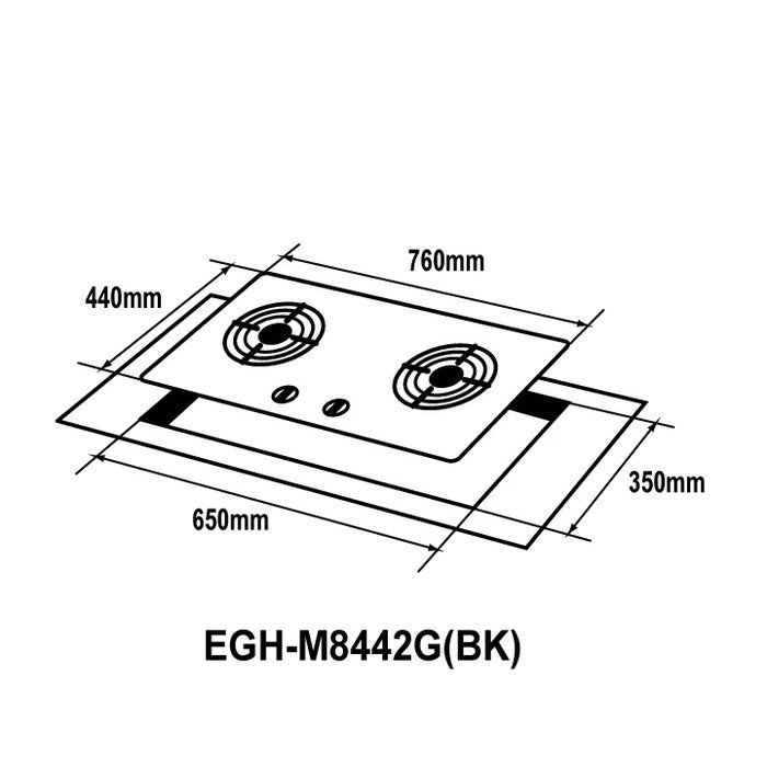 Elba EGH-M8442G(BK) Glass Hob 2 Burners Temperred Glass Black | TBM Online