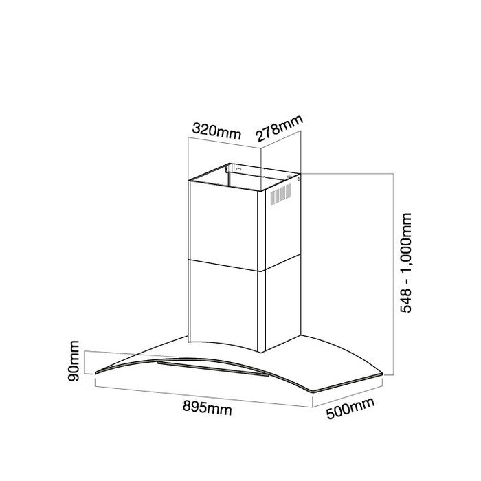 Elba EH-J9034ST(SS) Cooker Designer Hood 1400M3/HR | TBM Online