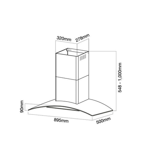 Elba EH-J9034ST(SS) Cooker Designer Hood 1400M3/HR | TBM Online