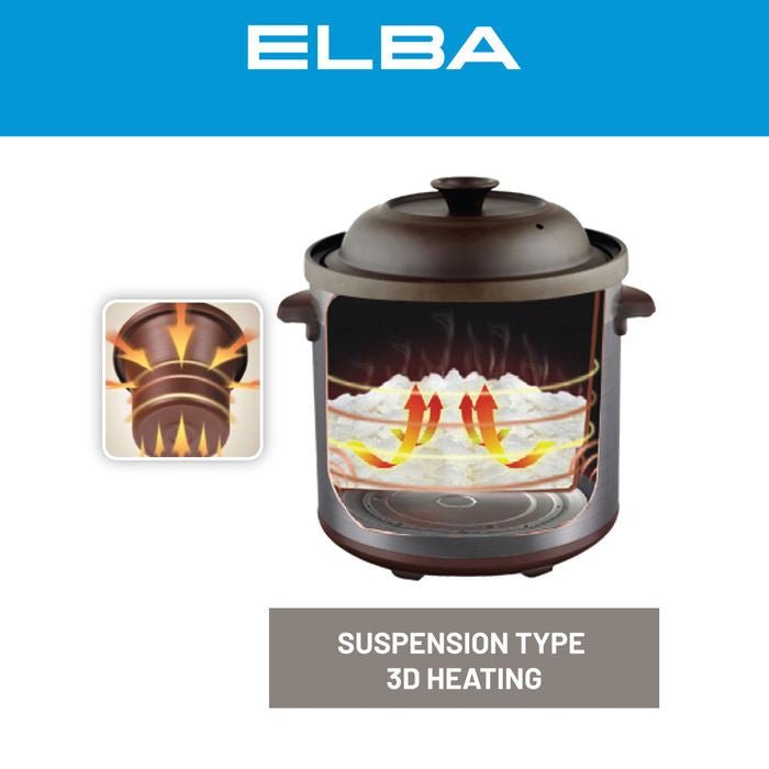 Elba EPCC-J5033(GR) Slow Cooker Grey Clay Stew Pot 5.9L Power 280W | TBM Online