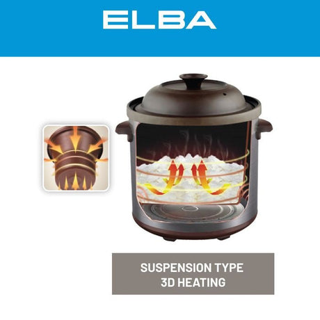 Elba EPCC-J5033(GR) Slow Cooker Grey Clay Stew Pot 5.9L Power 280W | TBM Online