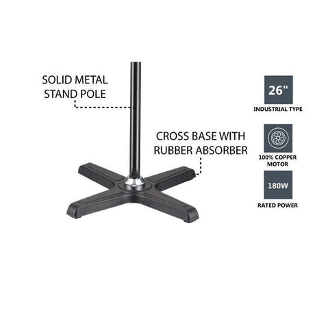 Elba EISF-G2601(BK) Industrial Stand Fan 26'' 3 Spees 180W | TBM Online