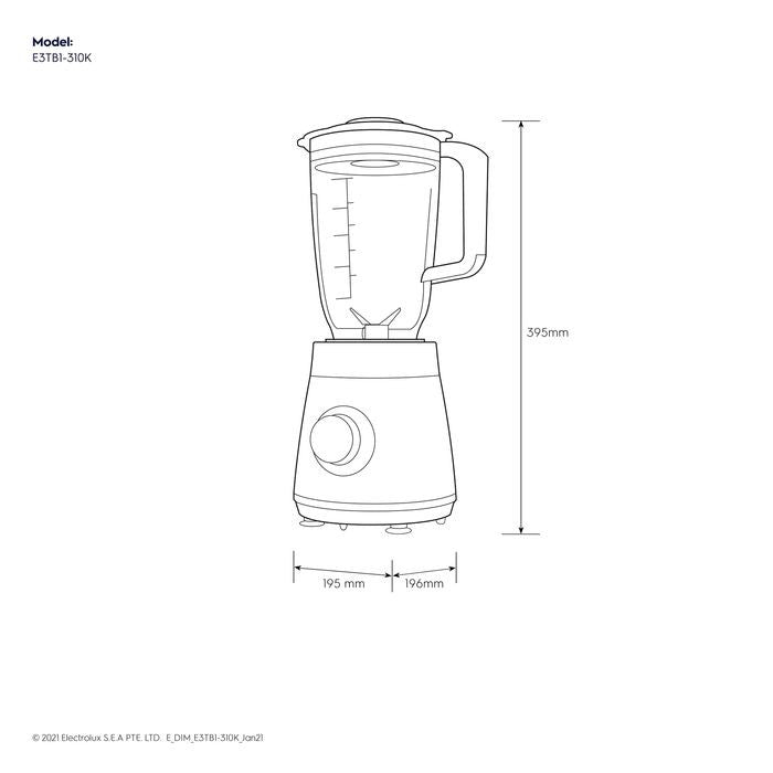 Electrolux E3TB1-310K Blender Ultimate Taste 300 With 2 Speeds 500W | TBM - Your Neighbourhood Electrical Store