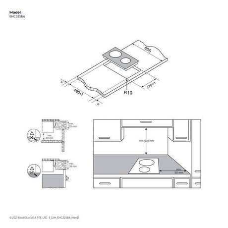 Electrolux EHC325BA Built-In Ceramic Hob 2 Cooking Zones | TBM Online