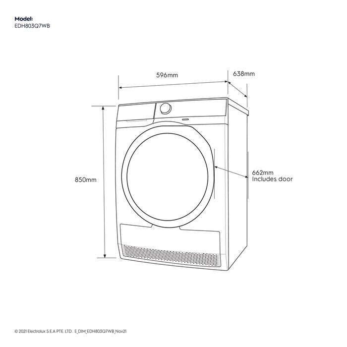 Electrolux EDH803Q7WB Heat Pump Dryer UltimateCare 8.0 kg | TBM - Your Neighbourhood Electrical Store