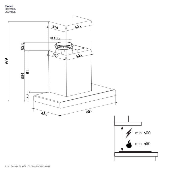 Electrolux ECC9310S Chimney Hood 90CM | TBM Online