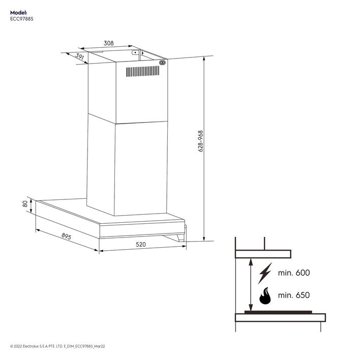 Electrolux ECC9788S Chimney Extractor Hood 90cm | TBM Online