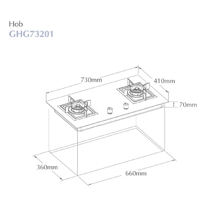 Fotile GHG73201 Built In Cooker Gas Hob 2 Burners | TBM Online