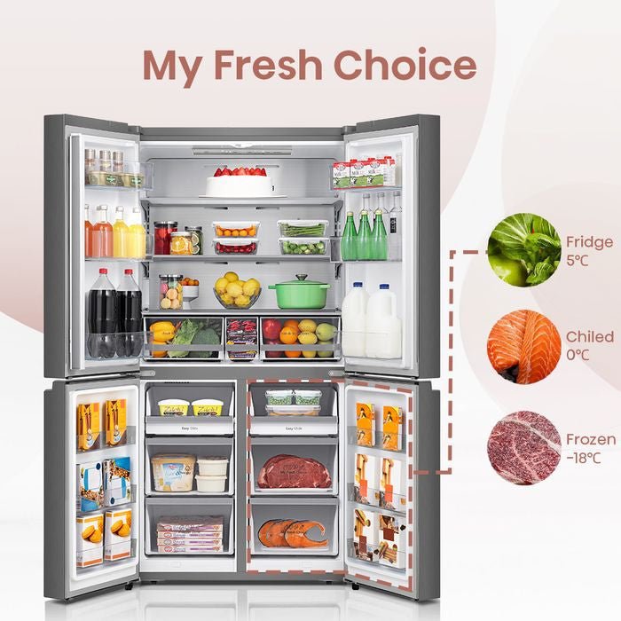 Hisense RQ768N4AW-KU 4 Doors Fridge R600A Inverter White Khaki Glass 720L | TBM Online