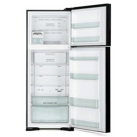 Hitachi R-VG580P7M-1 GBK Fridge 2 Doors G489L Inverter Glass Black | TBM Online