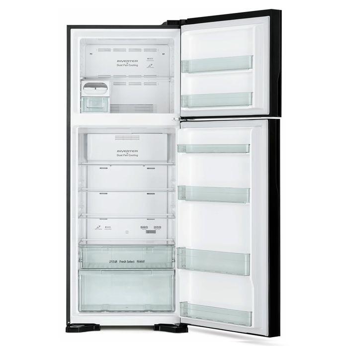 Hitachi R-VG580P7M-1 GGR Fridge 2 Doors G489L Inverter Glass Grey | TBM Online