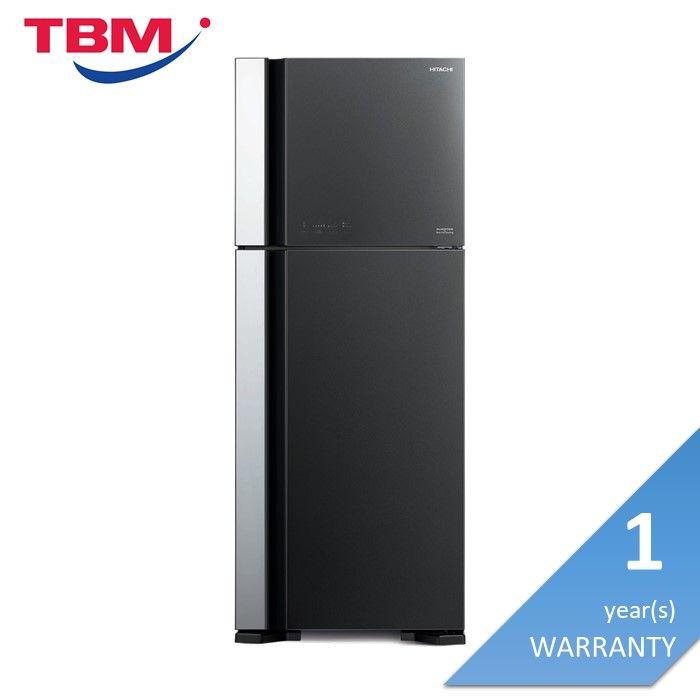 Hitachi R-VG580P7M-1 GGR Fridge 2 Doors G489L Inverter Glass Grey | TBM Online