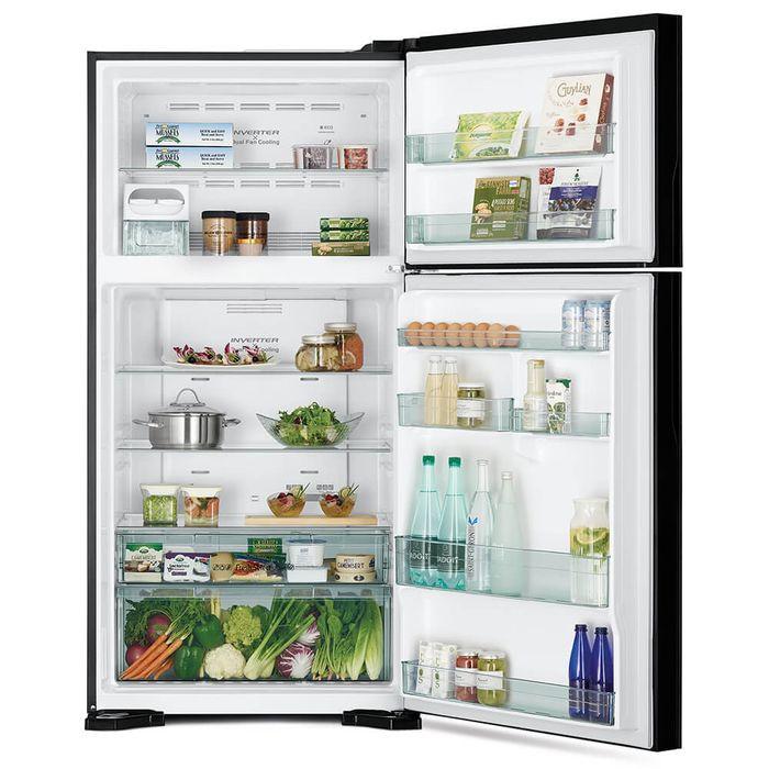 Hitachi R-VG660P7M-1 GBK Fridge 2 Doors G565L Inverter Glass Series Glass Black | TBM Online