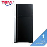 Hitachi R-VG660P7M-1 GBK Fridge 2 Doors G565L Inverter Glass Series Glass Black | TBM Online