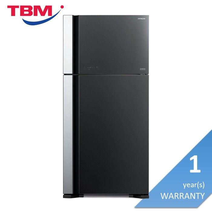 Hitachi R-VG710P7M-1 GGR Fridge 2 Doors G601L Inverter Glass Grey | TBM Online
