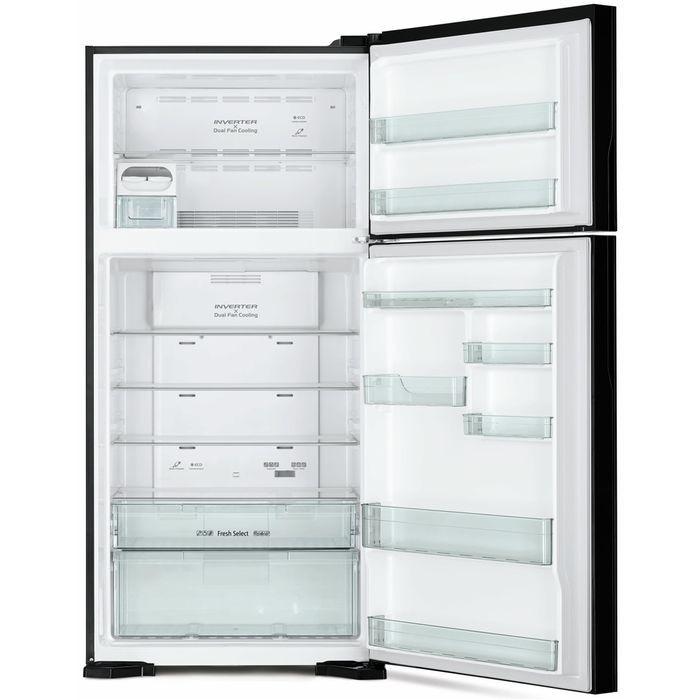 Hitachi R-VG710P7M-1 GGR Fridge 2 Doors G601L Inverter Glass Grey | TBM Online