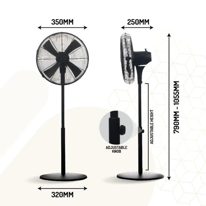 Houm M16 MATTE BLACK Stand Fan 16" Matte Black | TBM Online
