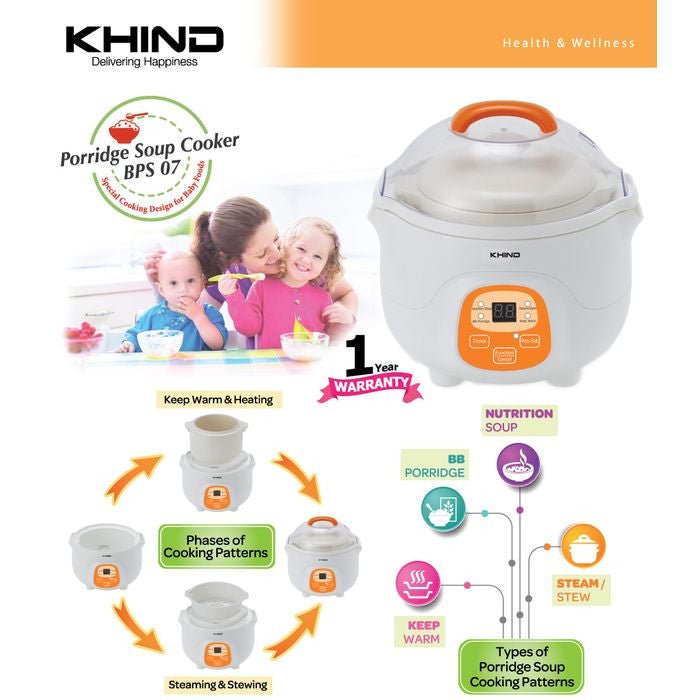 Khind BPS07 Porridge Soup Cooker | TBM - Your Neighbourhood Electrical Store