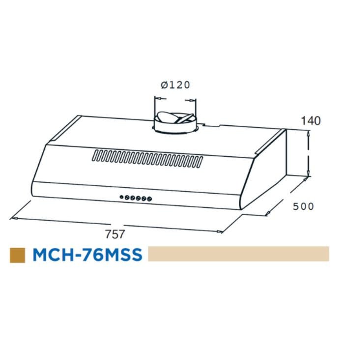 Midea MCH-76MSS Slim Hood Suction 900M3/H | TBM Online