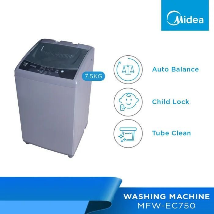 Midea MFW-EC750 Top Load Washer Fully Auto 7.5 KG | TBM Online