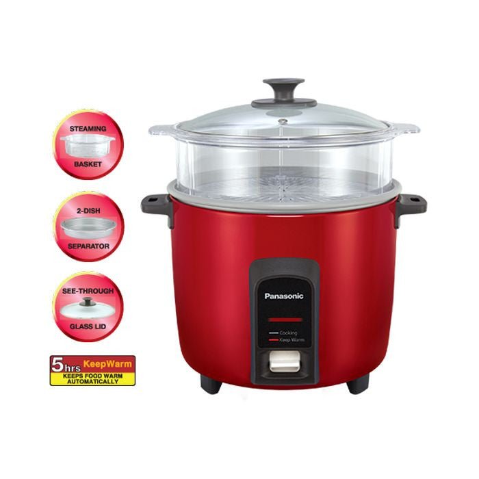 Panasonic SR-Y22FGJRSK Conventional Rice Cooker 2.2L Dish Seperator Red | TBM - Your Neighbourhood Electrical Store