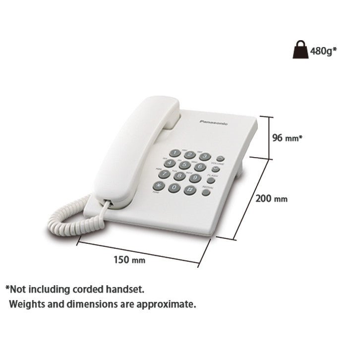 Panasonic KX-TS500MLW Single Line Phone SLT White | TBM Online