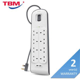 Belkin BSV804SA2M Socket 8 Way Surge + 2.4A Usb Protection 2 Meter | TBM Online