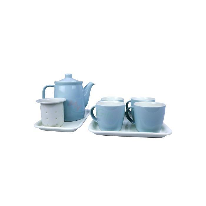 Color King 3376-8/S BLUE Ceramic Drink Ware Set Of 8 Lily Series Blue | TBM Online