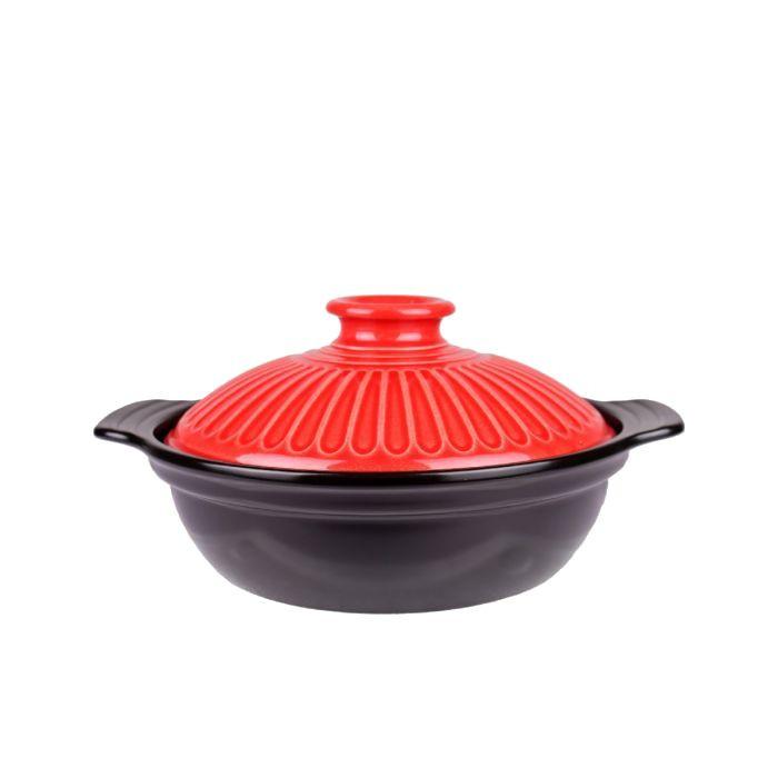 Color King 3490-2400 CR Ceramic Hot Pot 2400ML Crimson Red | TBM Online