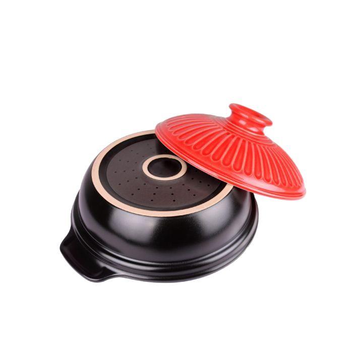 Color King 3490-2400 CR Ceramic Hot Pot 2400ML Crimson Red | TBM Online
