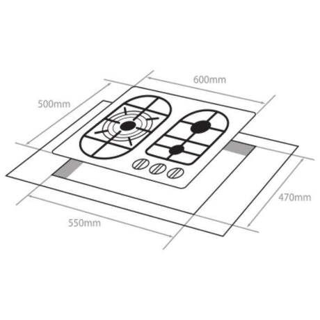 Elba EBH-6630 Built-In Hob Ss 2B C. Iron Kt S.Vl B.Ign | TBM Online