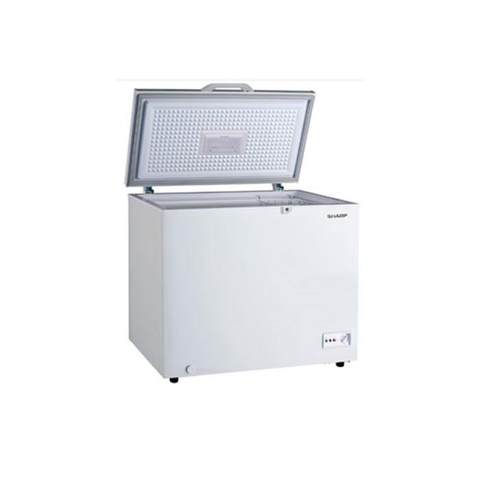 Sharp SJC318 Chest Freezer G310L Led Light R600A Refrigerant Wheels Safety Lock With Key White Inner Wall Dual Cooling Extra Cool White Color | TBM Online