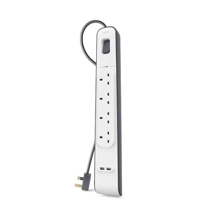 Belkin BSV401SA2M Socket 4 Way Surge + 2.4A Usb Protection 2 Meter | TBM Online
