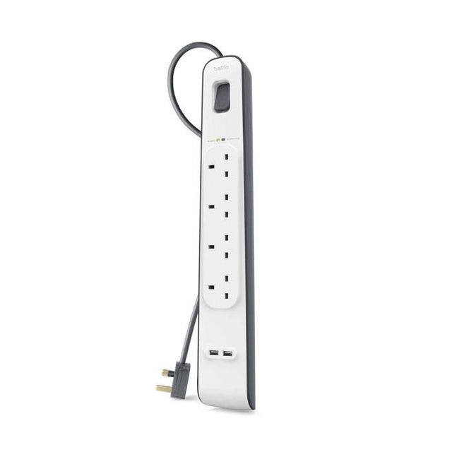 Belkin BSV401SA2M Socket 4 Way Surge + 2.4A Usb Protection 2 Meter | TBM Online